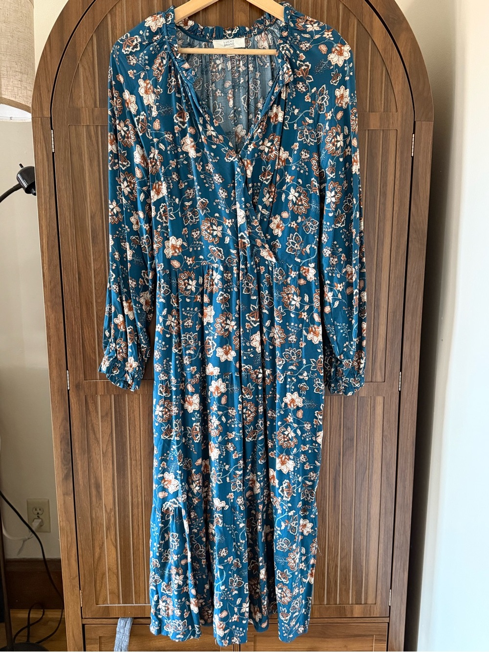 Lucky Brand Teal Floral Maxi Dress